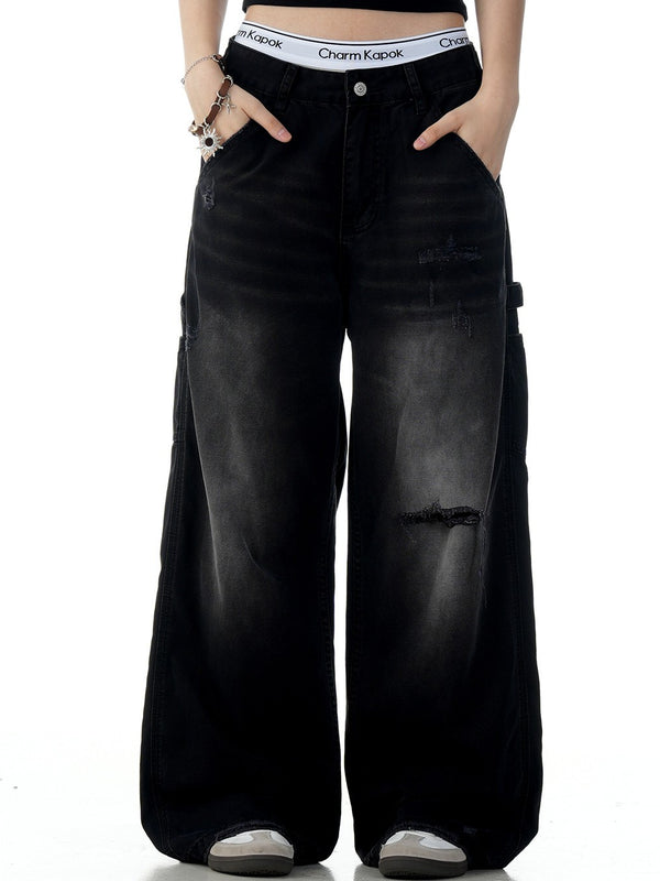 American Retro Tattered Jeans Jeans