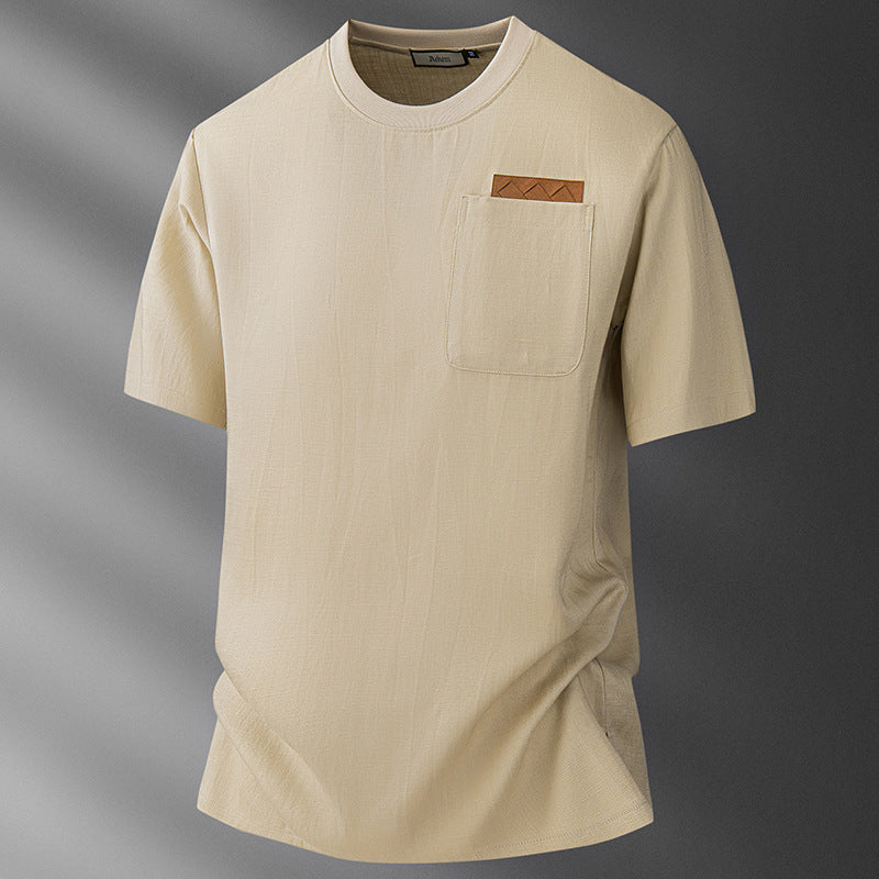 Lightweight Ice Silk Linen Men's Short-Sleeve T-Shirt