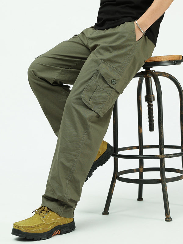 Men's Casual Plus-Size Multi-Pocket Work Pants