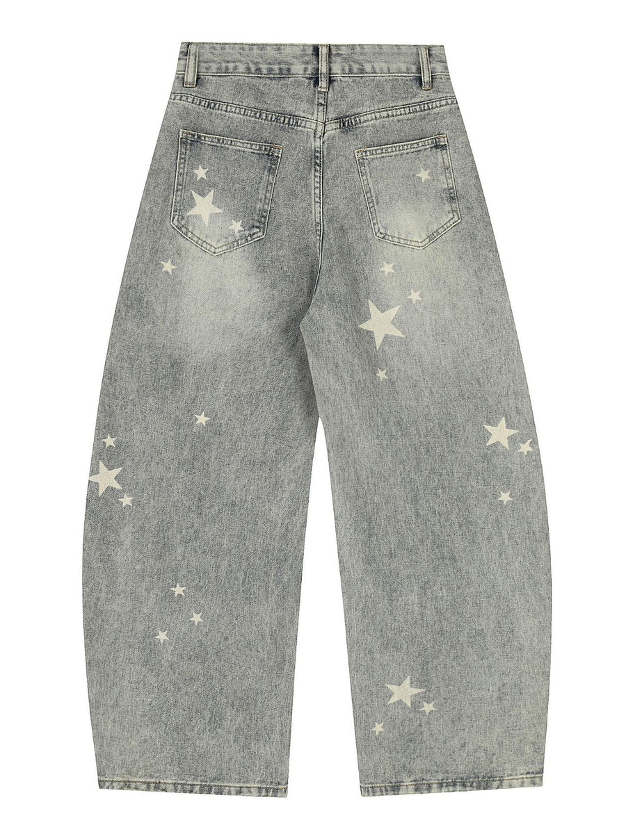 Distressed Scimitar Cotton Pants Jeans