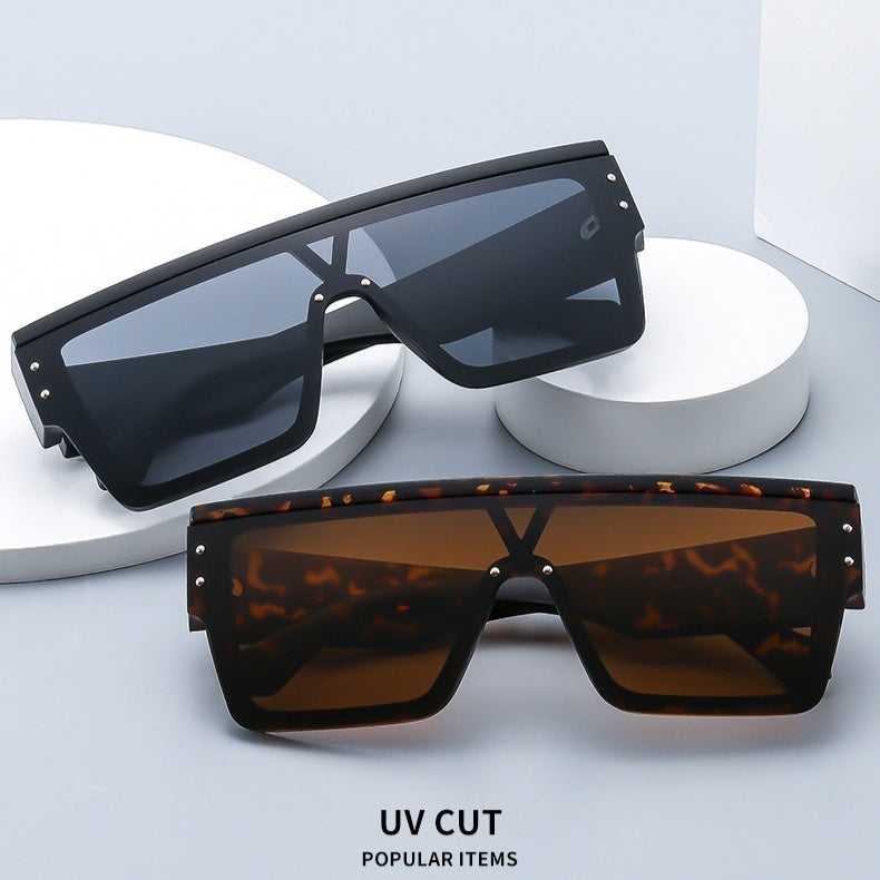 Fashionable Vintage Design Oversized Reflective Sunglasses