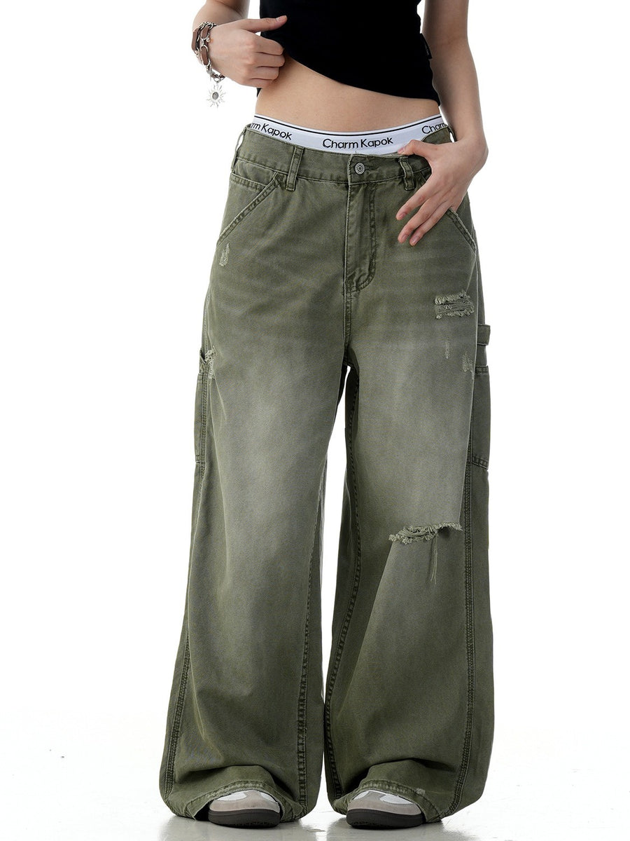 American Retro Tattered Jeans Jeans