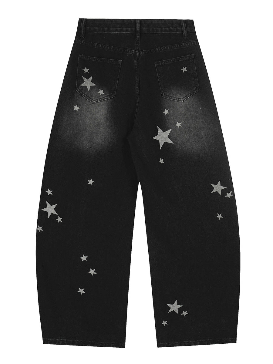 Distressed Scimitar Cotton Pants Jeans