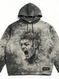 Men's Hooded Printed Casual Pullover Sweatshirt