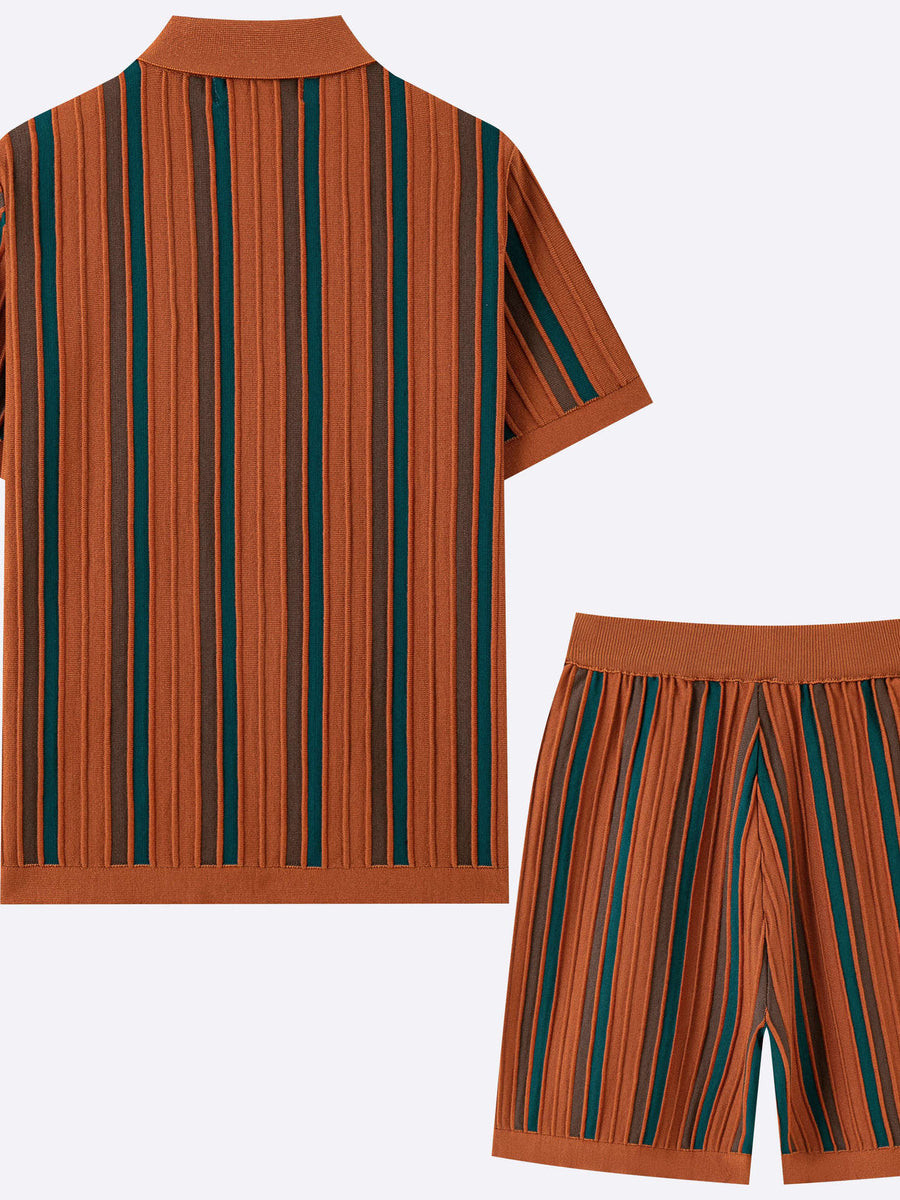 Men's Casual Short-Sleeve Knitted Two-Piece Set