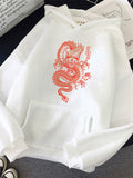 Hoodies Harajuku Vintage Dragon Pattern Printed Male Street Hoodies