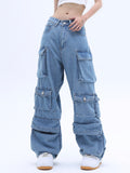 American High Street Multi-pocket Washed Baggy Jeans