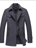 Men Woolen Coats Winter Slim Fit Warm Overcoats Brand Detachable Collar Casual Wool Blends Trench Coats SL-F053