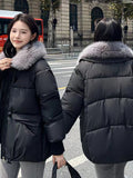 Korean Style Loose Lapels Sense Puffer Jacket Coat