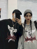 Gothic Streetwear Hoodies Mannen Ins Stijl Herfst Winter Lightning Print Losse Plus Fleece Hooded Sweatshirt