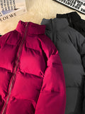 Thickened Stand Up Collar Puffer Jacket For Men