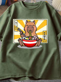 Capybara Cotton T-shirt Men's Clothing Oversized