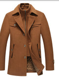 Men Woolen Coats Winter Slim Fit Warm Overcoats Brand Detachable Collar Casual Wool Blends Trench Coats SL-F053
