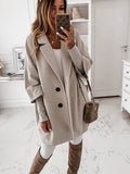Autumn Winter Women Coats 2XL Plus Long Wool Size Warm Elegant Vintage women Coat khaki Jacket