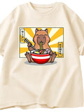 Capybara Cotton T-shirt Men's Clothing Oversized