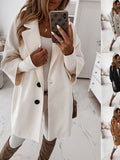 Autumn Winter Women Coats 2XL Plus Long Wool Size Warm Elegant Vintage women Coat khaki Jacket