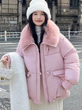 Korean Style Loose Lapels Sense Puffer Jacket Coat