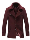 Men Woolen Coats Winter Slim Fit Warm Overcoats Brand Detachable Collar Casual Wool Blends Trench Coats SL-F053