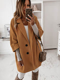 Autumn Winter Women Coats 2XL Plus Long Wool Size Warm Elegant Vintage women Coat khaki Jacket