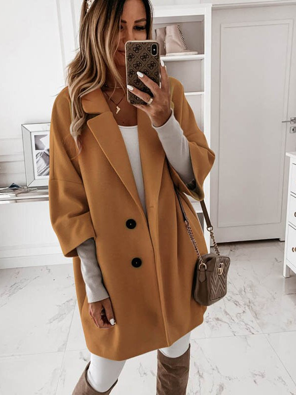 Autumn Winter Women Coats 2XL Plus Long Wool Size Warm Elegant Vintage women Coat khaki Jacket