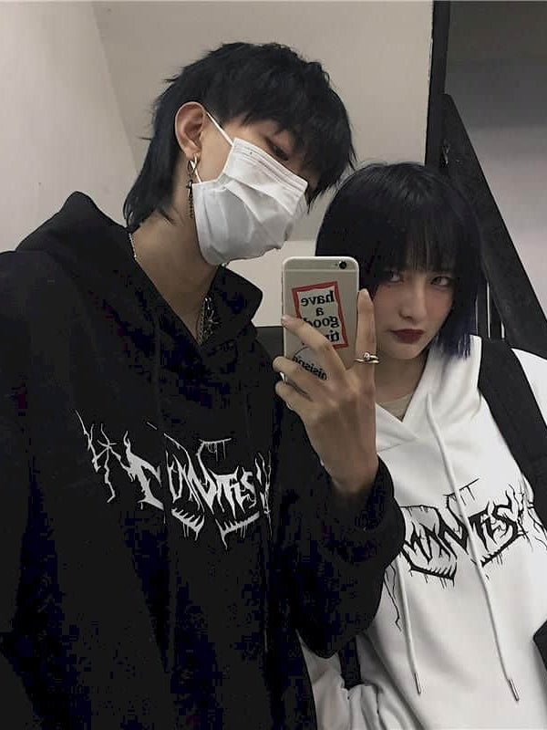 Gothic Streetwear Hoodies Mannen Ins Stijl Herfst Winter Lightning Print Losse Plus Fleece Hooded Sweatshirt
