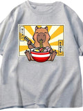Capybara Cotton T-shirt Men's Clothing Oversized