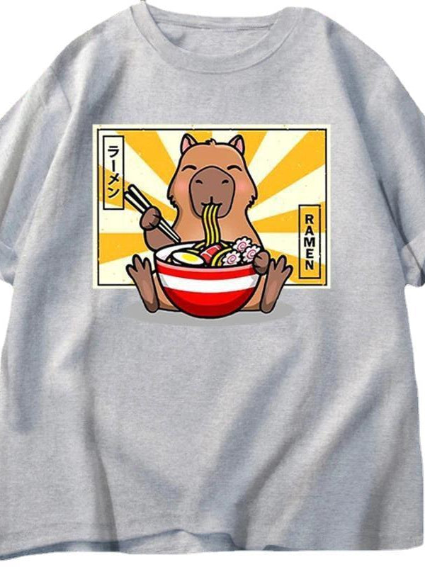 Capybara Cotton T-shirt Men's Clothing Oversized