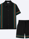 Men's Hollow-Out Short-Sleeve Knitted Sweater Set
