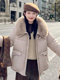 Korean Style Loose Lapels Sense Puffer Jacket Coat