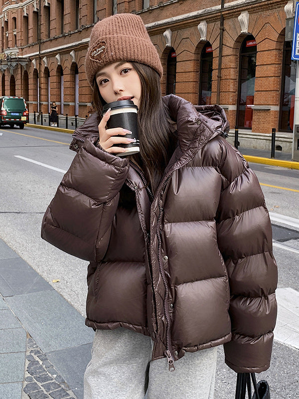 Maillard Bread Brown Short Puffer Jacket For Women