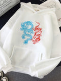 Hoodies Harajuku Vintage Dragon Pattern Printed Male Street Hoodies