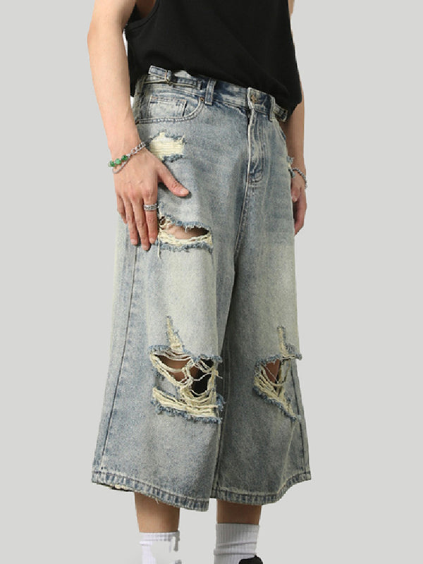 Men's Fashionable Distressed Washed Jeans