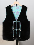 Double-sided Retro Buckle For Women Mink Fur Vest
