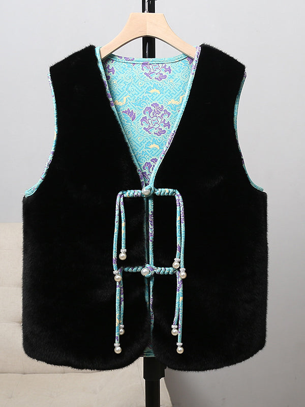 Double-sided Retro Buckle For Women Mink Fur Vest