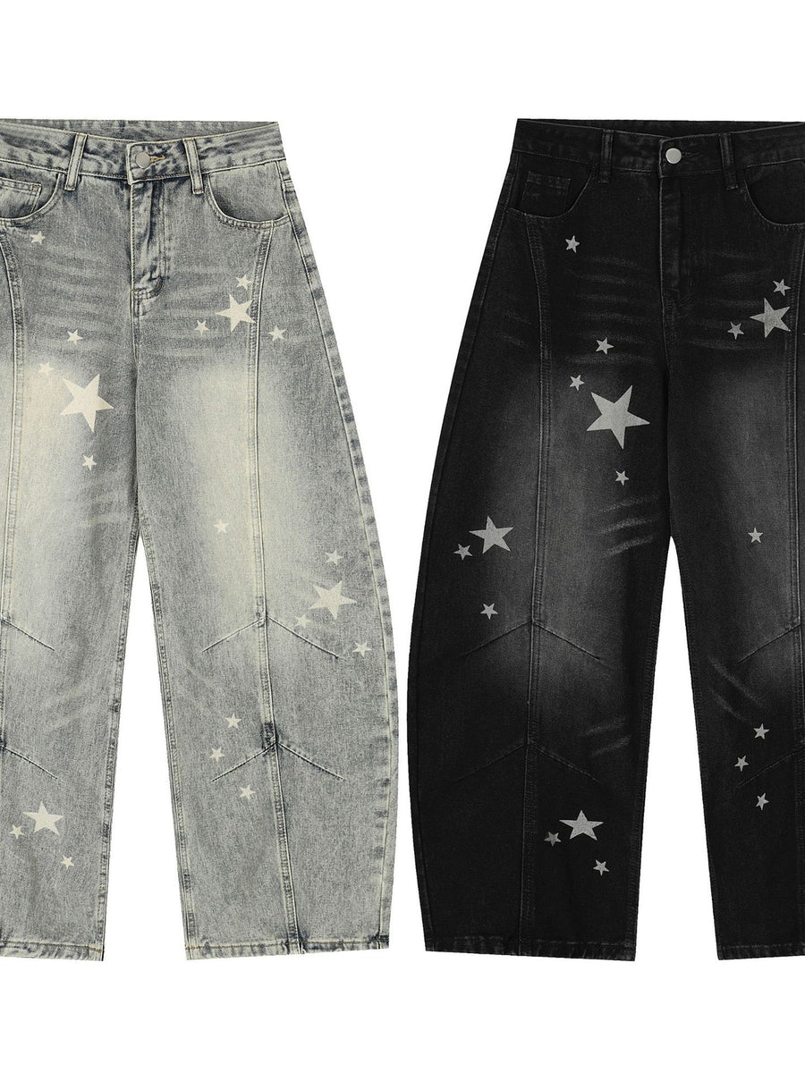 Distressed Scimitar Cotton Pants Jeans
