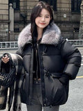 Korean Style Loose Lapels Sense Puffer Jacket Coat