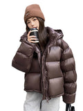 Maillard Bread Brown Short Puffer Jacket For Women