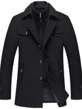 Men Woolen Coats Winter Slim Fit Warm Overcoats Brand Detachable Collar Casual Wool Blends Trench Coats SL-F053