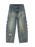 Men's Ripped Wide-leg Jeans