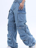 American High Street Multi-pocket Washed Baggy Jeans