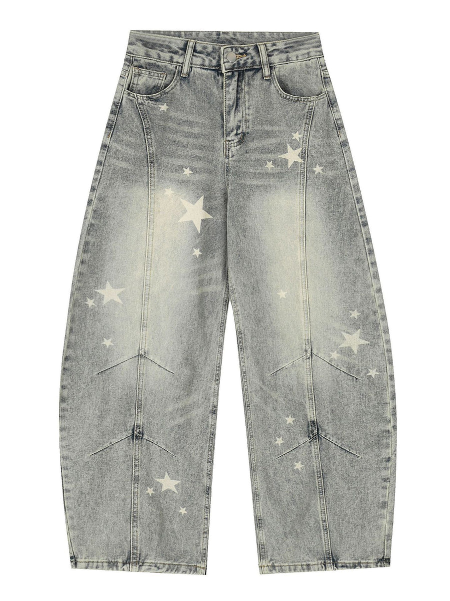 Distressed Scimitar Cotton Pants Jeans