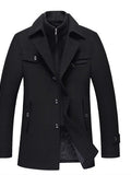 Men Woolen Coats Winter Slim Fit Warm Overcoats Brand Detachable Collar Casual Wool Blends Trench Coats SL-F053