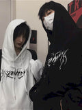 Gothic Streetwear Hoodies Mannen Ins Stijl Herfst Winter Lightning Print Losse Plus Fleece Hooded Sweatshirt