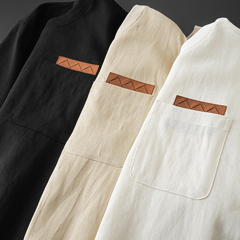 Lightweight Ice Silk Linen Men's Short-Sleeve T-Shirt