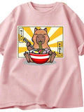 Capybara Cotton T-shirt Men's Clothing Oversized