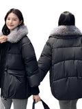 Korean Style Loose Lapels Sense Puffer Jacket Coat