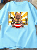 Capybara Cotton T-shirt Men's Clothing Oversized