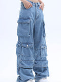 American High Street Multi-pocket Washed Baggy Jeans