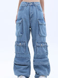 American High Street Multi-pocket Washed Baggy Jeans