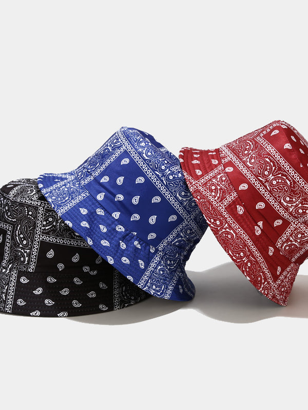 Bandana Print Bucket Hats With Multiple Colorways